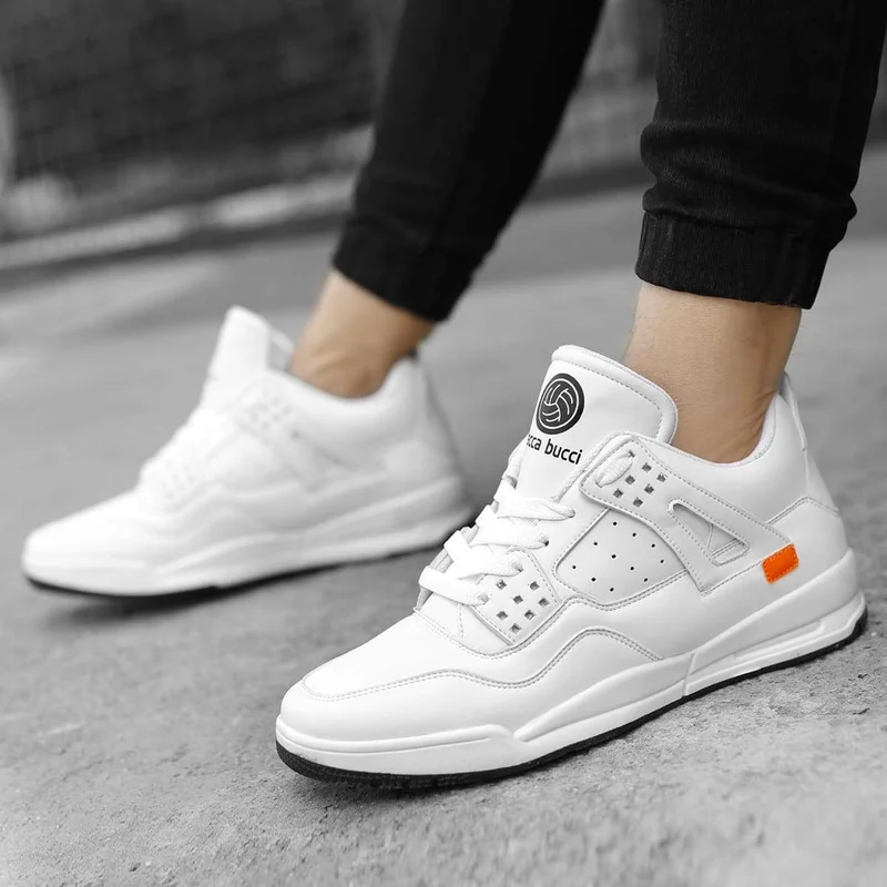 Bacca Bucci White Ultraforce Mid-Top Retro Fashion Athletic Sneakers for Men | Best Price UAE